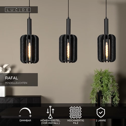Lucide RAFAL - Pendelleuchten - 3xE27 - Grau - USP